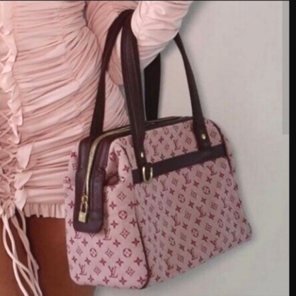 LV VINTAGE (near mint) MINI LIN JOSEPHINE MONOGRAM PM CHERRY & BORDEAUX DENIM
